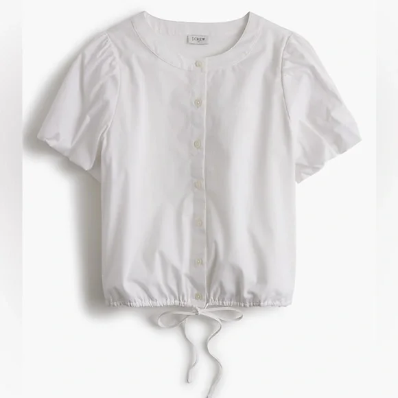 NWT J. Crew factory Puff-sleeve tie-waist top in white size Small - Picture 5 of 8